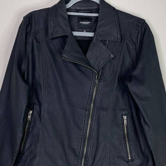 Liverpool Jean Company Black Denim Moto Jacket size Small NWOT - Picture 5 of 9